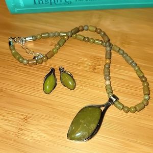 Jay King Green Jasper Necklace & Earrings